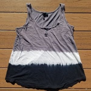 Cynthia Rowley Gray Blue White Tie Dye Tank Top Oversized Cotton Lounge Active M